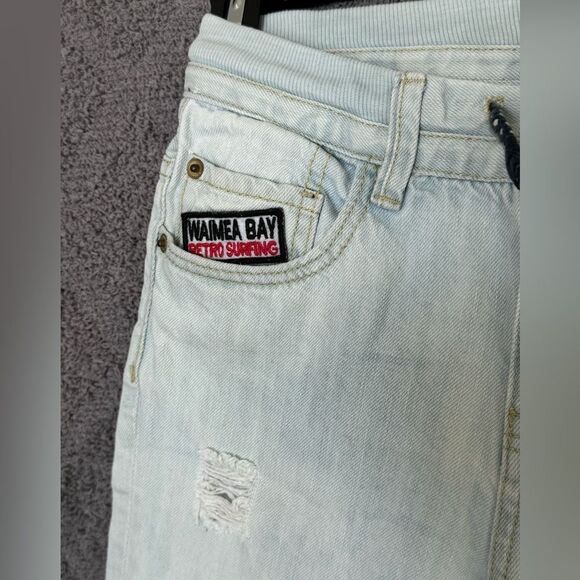 Zara boys denim shorts with patches and rips with tie and button waist sz8 - Picture 3 of 9